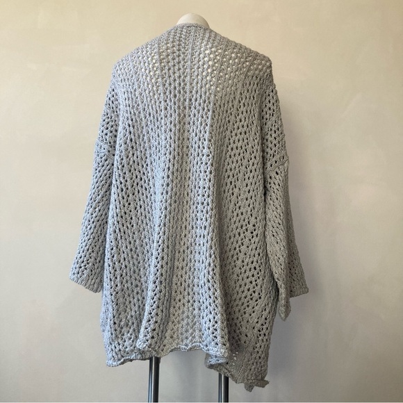 Aerie | Boho Chunky Crochet Knit Kimono Shrug Poncho Sweater - Picture 3 of 6